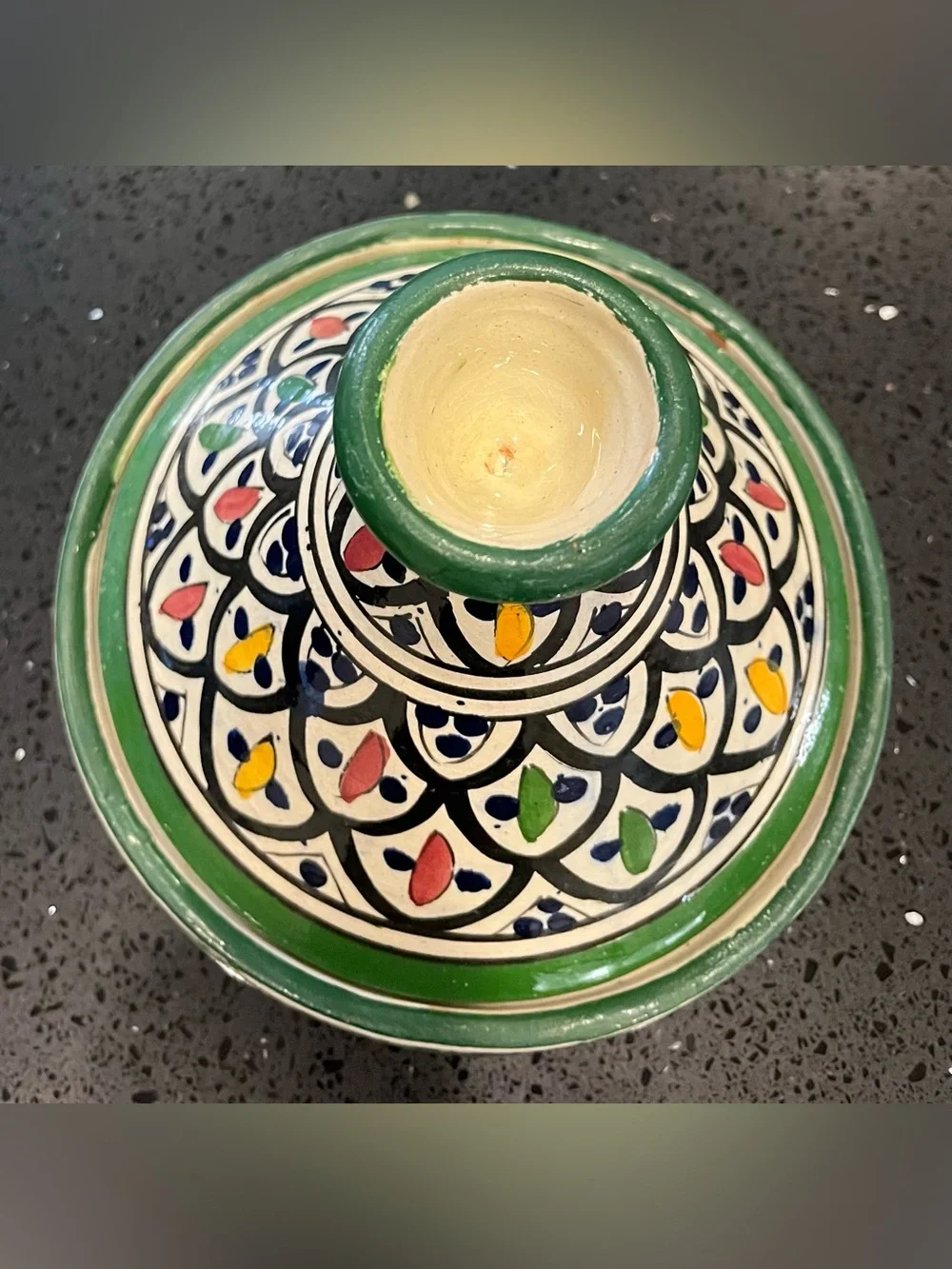 Vintage Handmade Hand Painted 8” Moroccan Ceramic Tagine Tajine with Lid